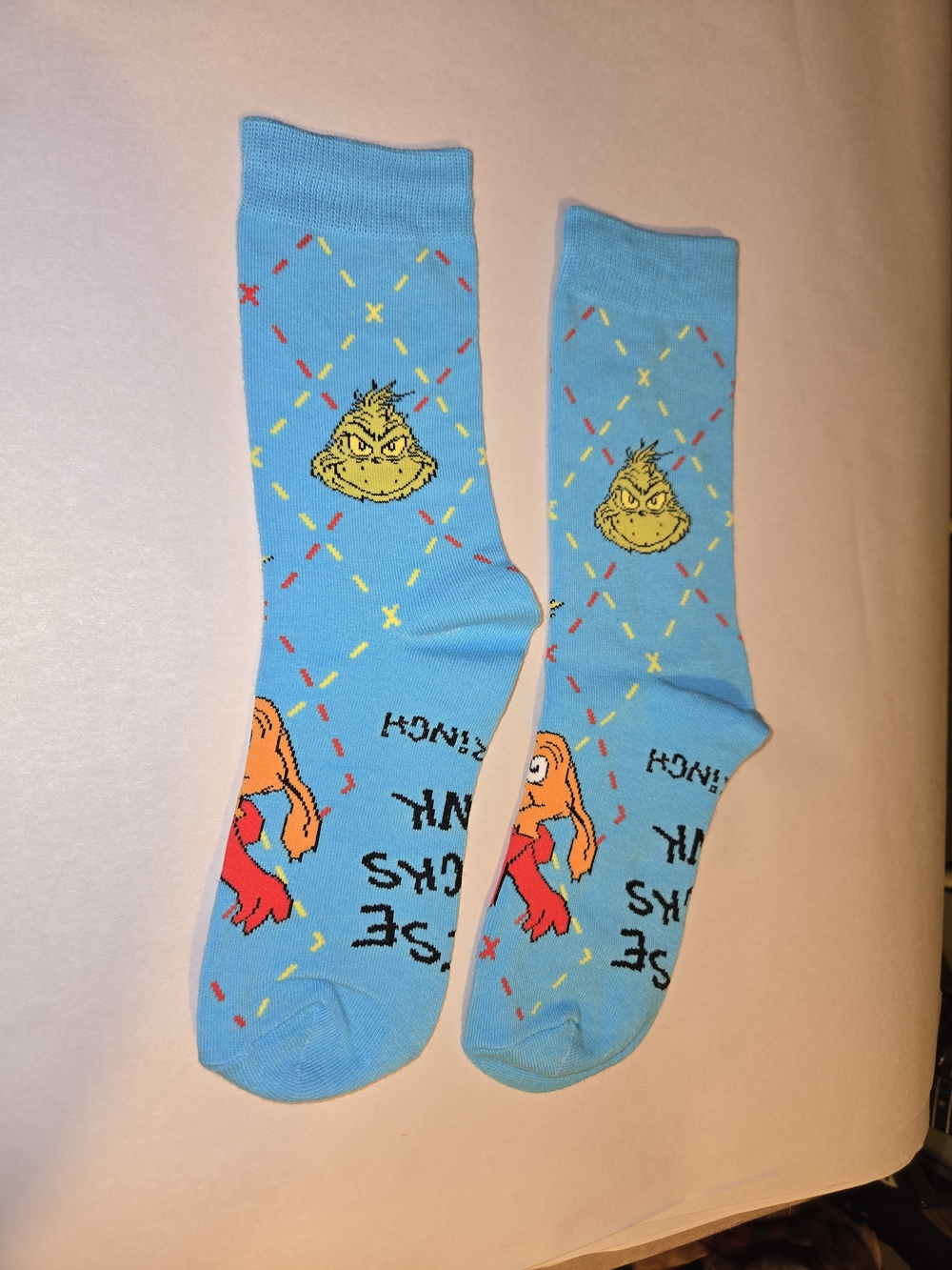 Blue Grinch Novelty Socks